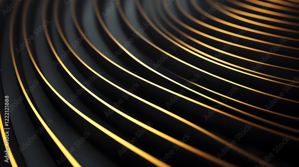 Aufkleber abstract wavy pattern with elegant gold lines on dark background for modern design and creative proj