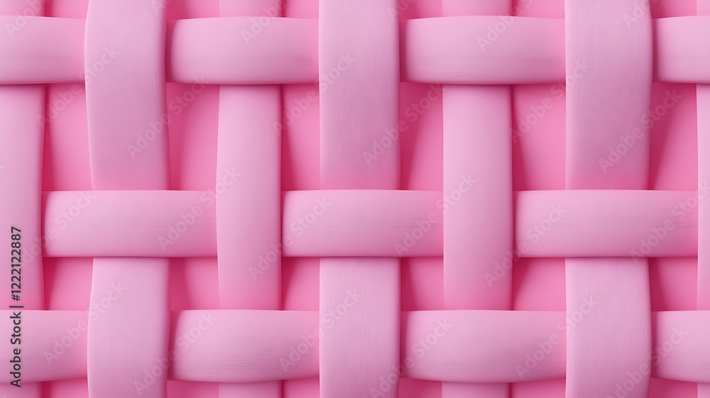 Poster close-up of soft pink woven texture with interlacing strips in a uniform pattern for visual appeal