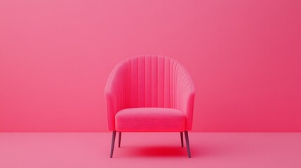 Obraz premium Chic Modern Pink Chair Against Vibrant Pink Wall for Stylish Interior Design Inspiration and Contemporary Decor