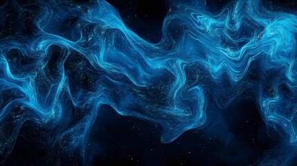 Fototapeta premium Abstract Blue Waves on Dark Background with Cosmic Elements