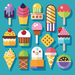 Set of Ice Cream Vector Illustration
