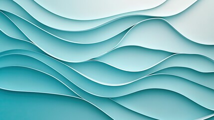 Gradient turquoise blue background with abstract glowing waves for a high-tech design.