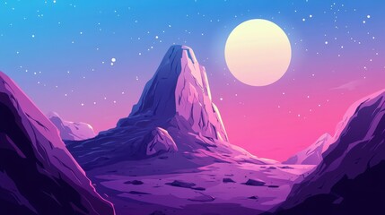Fototapeta premium Majestic Purple Mountain Under a Night Sky