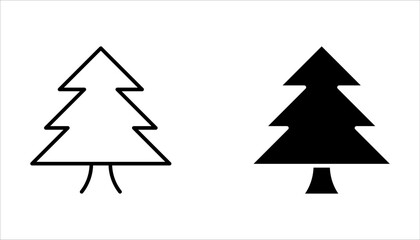 Obraz premium Tree Line Icon Set. Vector Different Trees Shapes Elements Collection on white background
