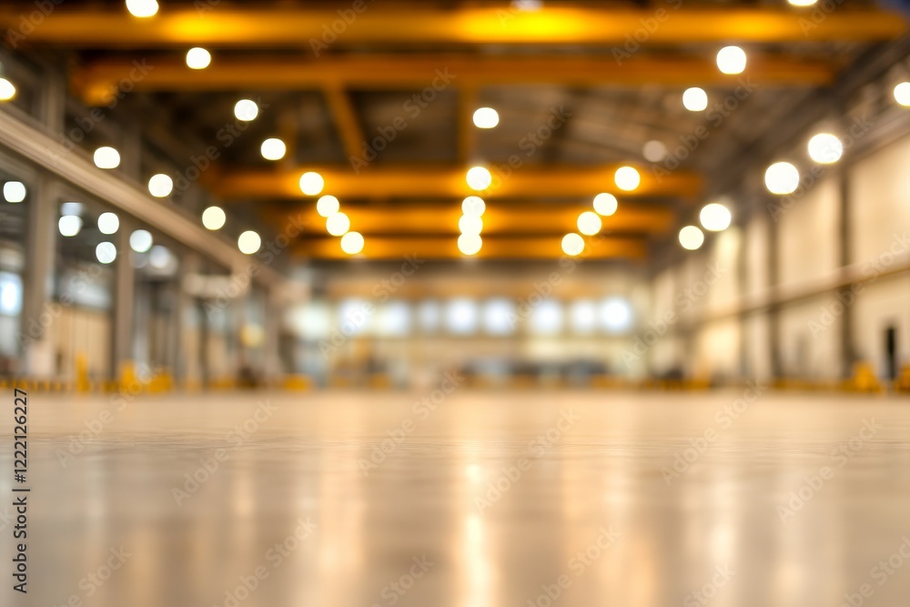 Poster Close-up view of glowing interconnected points representing IoT and machine learning, set against a softly blurred industrial background, offering room for text