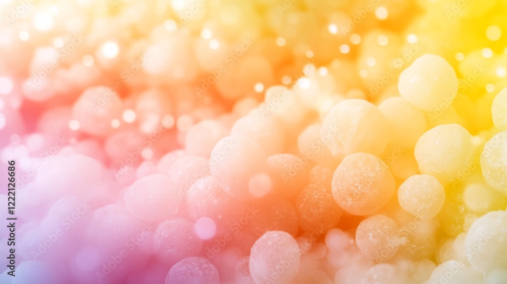 Aufkleber Pastel-colored bubble gum balls create a whimsical abstract composition with soft gradients, inviting a playful and creative atmosphere with room for text