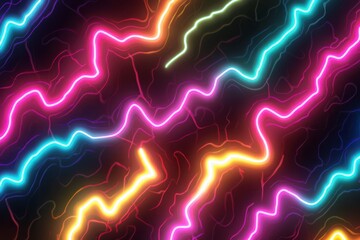 Obraz premium Vibrant Neon Light Trails in Dark Background for Creative Projects