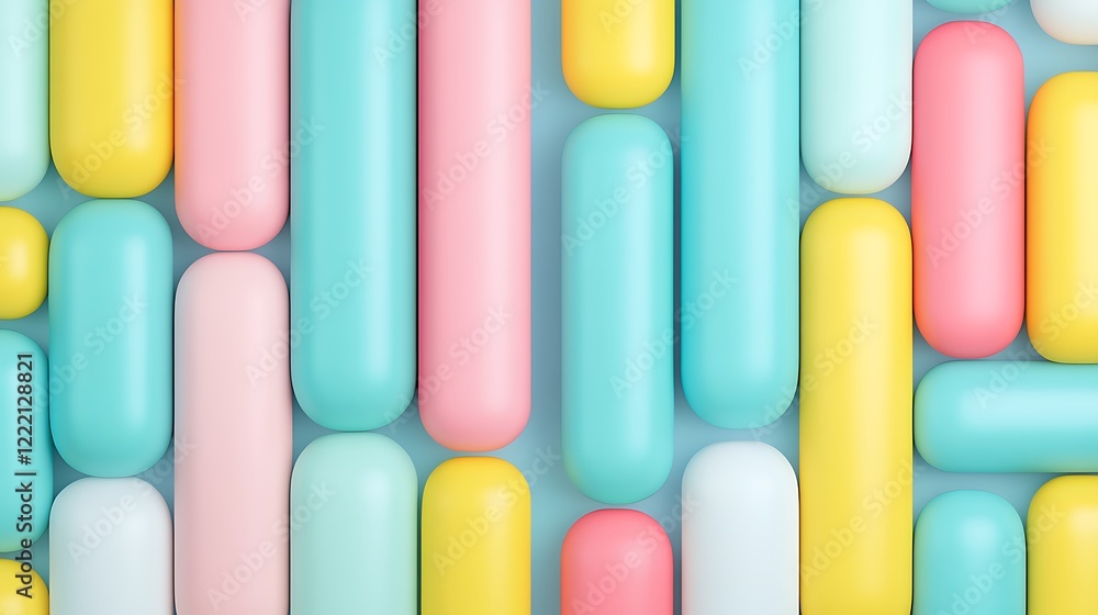Aufkleber colorful cylindrical shapes arranged in a fun and playful pattern on a soft background