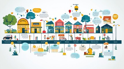 an infographic that promotes local community events, featuring dates, locations, and activities.