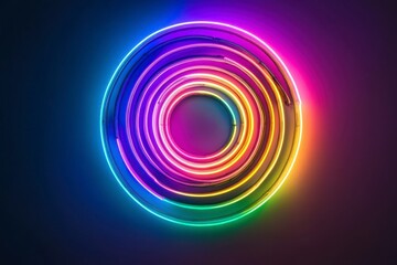 Vibrant Circular Neon Light Display in Vivid Colors and Patterns