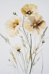 Soft Pastel Floral Arrangement with Delicate Poppies and Greenery