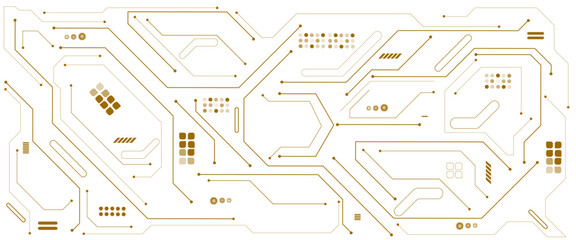 Vectors connecting lines and dots. Social networking. Futuristic electronics concept. AI chip or semiconductor on a computer motherboard. Digital vector illustration.