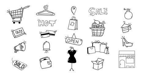 sale related scribbles for store related background design doddle set,Made by human begin,poppy clip art element set for sale campaign collection.  