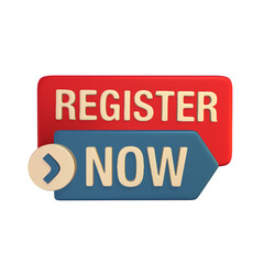 Register Now Label 3D Icon Design