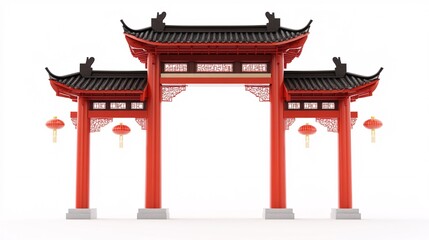 Traditional Asian Archway with Lanterns for Cultural Celebrations