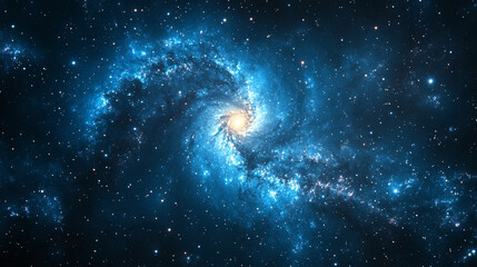 A mesmerizing spiral galaxy in the night sky surrounded by stars and clouds with a bright minimalistic tone and empty space for a modern caption

