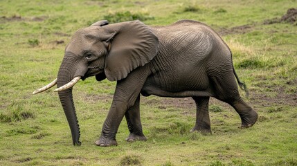 Obraz premium African forest elephant (Loxodonta cyclotis) and the Lekoli River. Odzala-Kokoua National Park. Cuvette-Ouest Region. Republic of the Congo