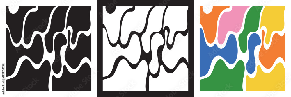 Poster abstract background with liquid bubble shapes. vector pattern design. isolated on white and black ba