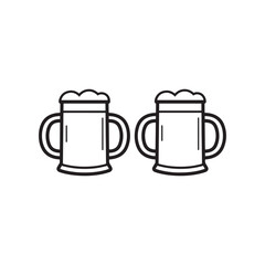 Black Silhouette Beer Mug Vector Illustration on White Background