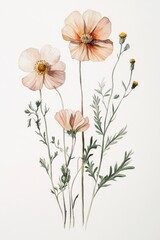 Naklejka premium Delicate Watercolor Poppy Flowers with Soft Peach Petals