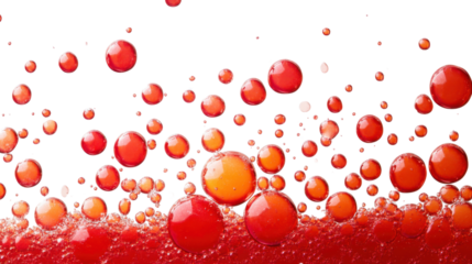 Red bubbles on transparent background