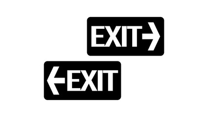 Exit sign with arrow , black isolated silhouette