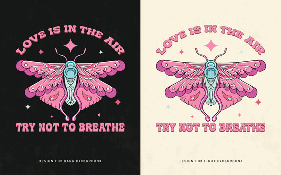 Love Is in the Air &ndash; Funny Anti-Love Valentine&rsquo;s Day T-Shirt Design with Moth Illustration
