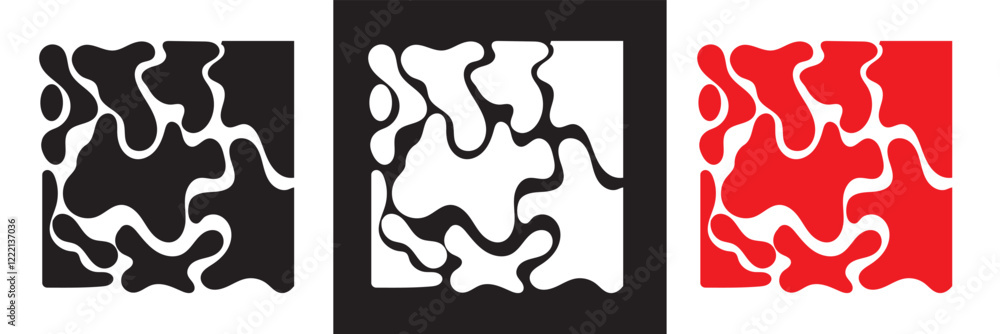 Poster abstract background with liquid bubble shapes. vector pattern design. isolated on white and black ba