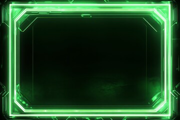 Futuristic Green Neon Frame on Dark Background for Digital Design
