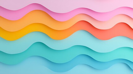 Colorful Waves of Paper in Soft Pastel Shades Creating an Artistic Background for Design Projects