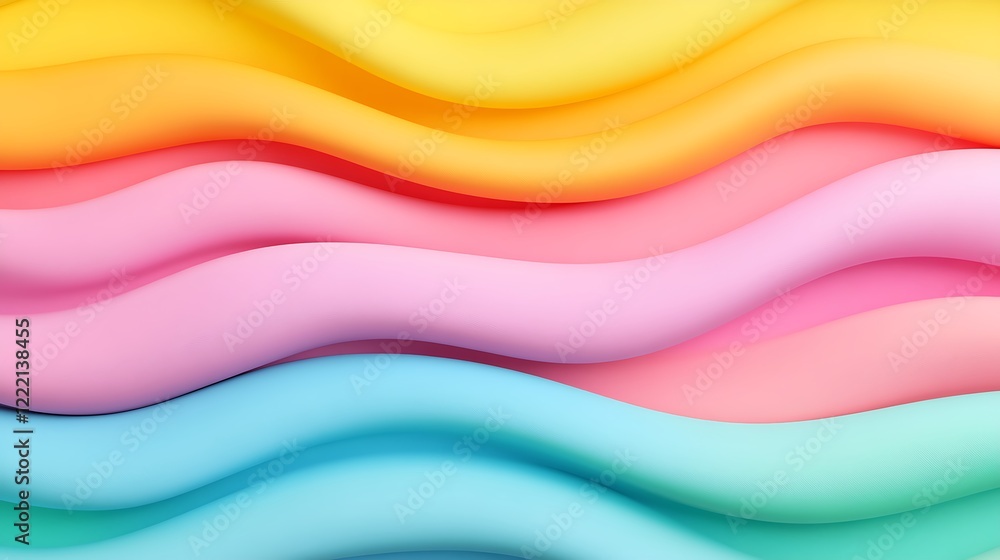 Poster colorful waves of soft pastel shades in smooth flowing patterns for abstract background design