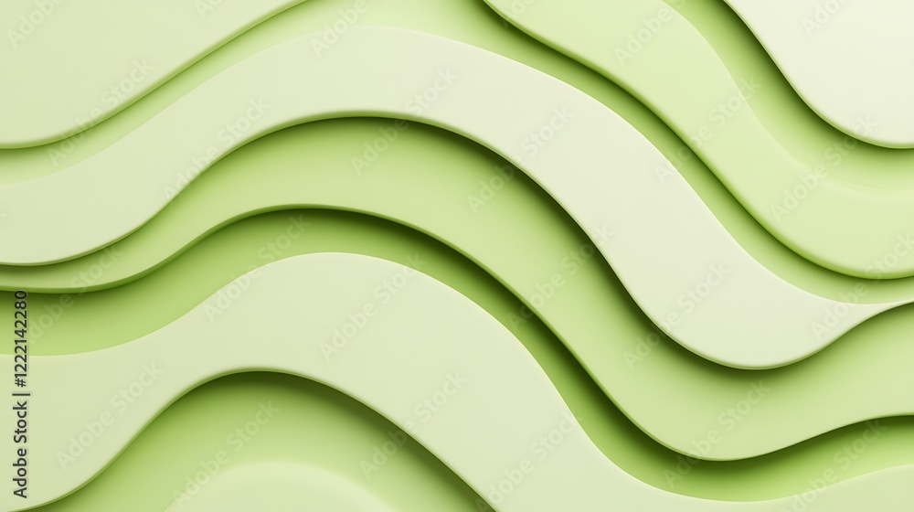 Poster Elegant and Smooth Abstract Background of Wavy Lines in Soft Green Tones for Design and Creative Projects