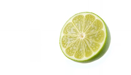 Bright Green Lime Slice on White Background