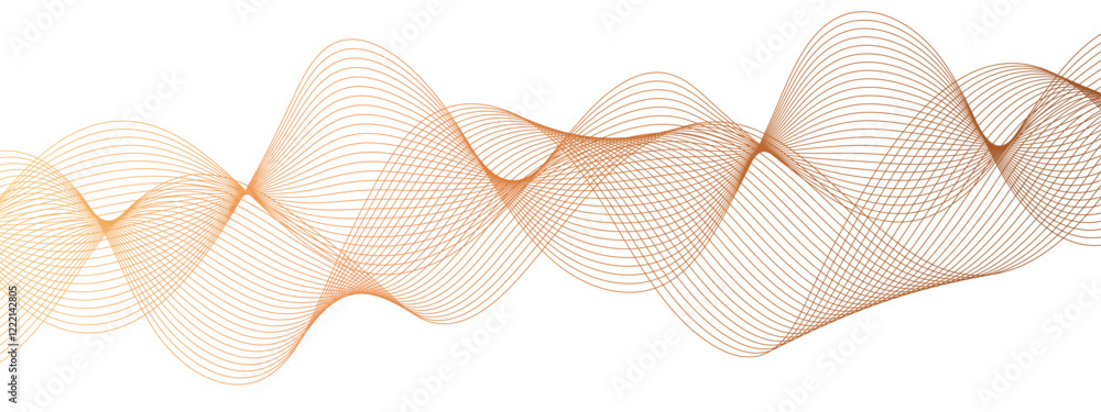 Poster Abstract smooth flowing lines wave. Wave lines on transparent background. Technology, data science, geometric border pattern. Wave Swirl, frequency sound wave, twisted curve lines