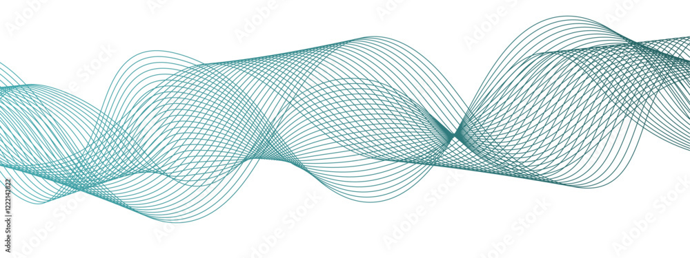 Poster Abstract smooth flowing lines wave. Wave lines on transparent background. Technology, data science, geometric border pattern. Wave Swirl, frequency sound wave, twisted curve lines