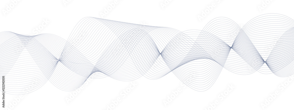 Aufkleber Abstract smooth flowing lines wave. Wave lines on transparent background. Technology, data science, geometric border pattern. Wave Swirl, frequency sound wave, twisted curve lines