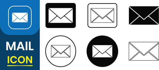 Envelope mail icon set. Message Icon. Email and letters icons, communication, messaging, social, address symbol for web, contacts, newsletter. Vector illustration.