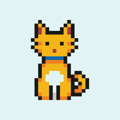 this is a cat in pixel art with colorful color,this item good for presentations,stickers, icons, t shirt design,game asset,logo and project.