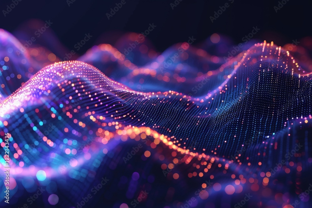 Fototapete Abstract data wave points graph illustrating vibrant and dynamic fluctuations in a digital landscape representing technology and information trends during the modern data age