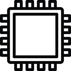 CPU strip outline black vector icon