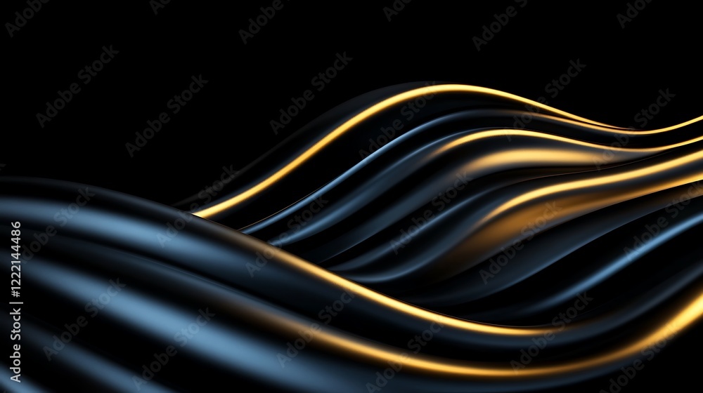 Poster elegant fluid wave design with dark background and softly glowing lines for abstract artistic uses