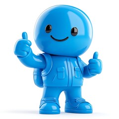 Blue Cheerful Character: A friendly, blue, 3D character with a cheerful expression gives a thumbs-up, radiating positivity and encouragement. He is wearing a backpack.