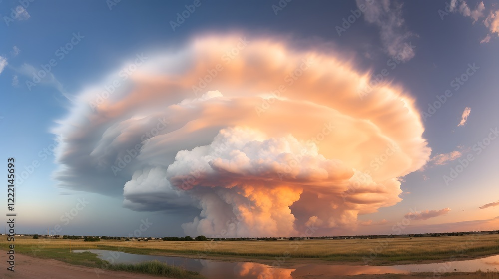 Aufkleber a wide angle view showcases the towering impressive presence of cumulonimbus clouds as they dominate