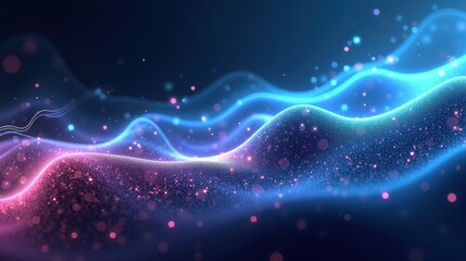 Obraz premium An abstract sci-fi gaming background featuring dynamic waves of digital light, futuristic patterns, and holographic textures.