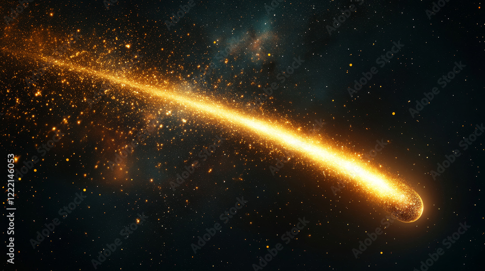 Aufkleber gold star with curve trail line on dark transparent background. realistic vector illustration set of