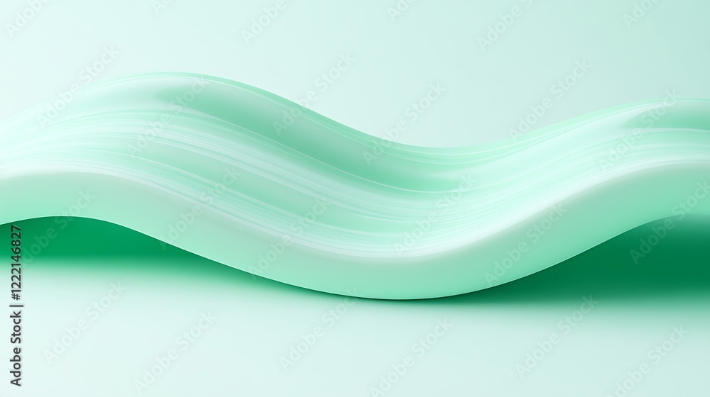 Poster fluid abstract wave form in soft mint color for modern design and artistic concepts