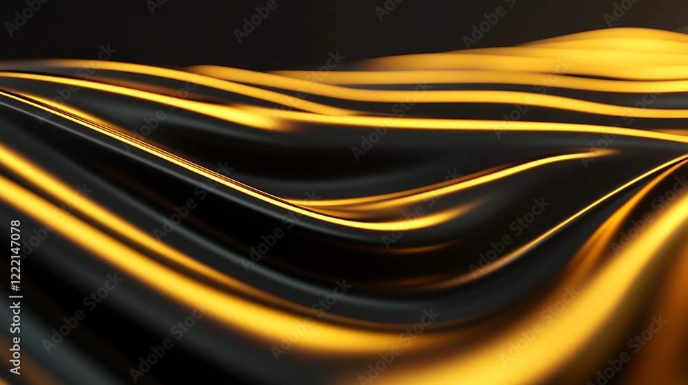 Aufkleber glossy black and gold abstract waves creating a luxurious and elegant texture for background or desi