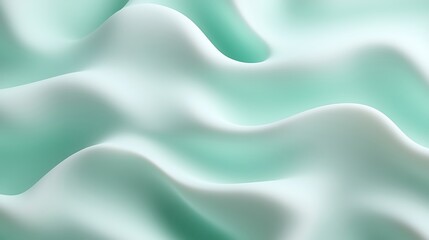 Obraz premium Gentle Waves of Soft Mint Fabric Flowing Elegantly in a Serene, Dreamy Textured Background