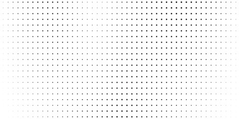 Dotted gradient vector illustration, white and black halftone background, horizontal seamless dotted lines, monochrome dots texture backdrop, retro effect. modern