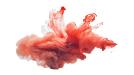 Red holi paint color powder on transparent background